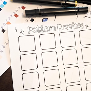 Coloring Book Pattern Practice Template: Blank Squares (PDF Printable) for alcohol markers cozy coloring
