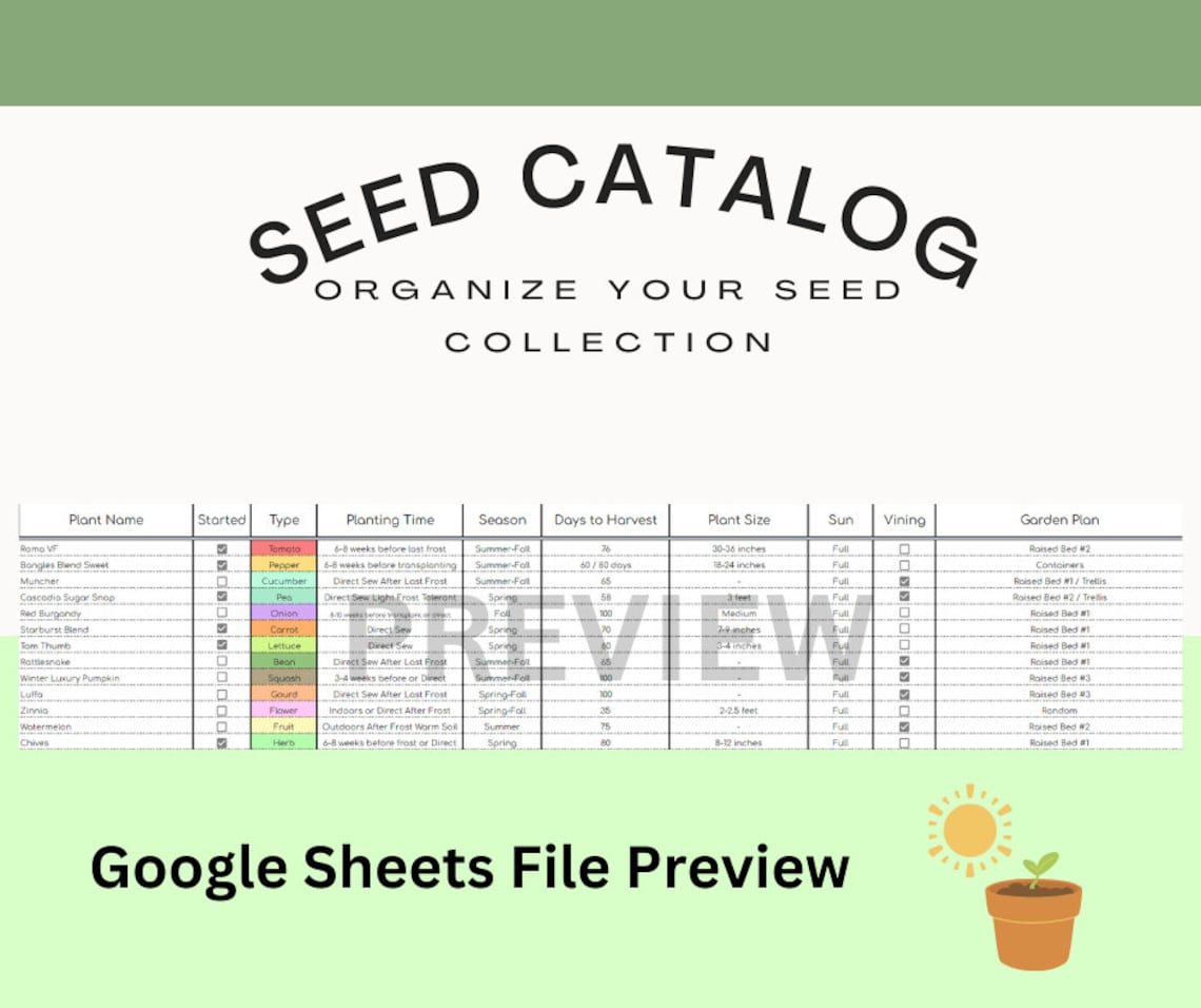 Seed Organizer Spreadsheet Catalog Garden Seeds to Start Your Garden