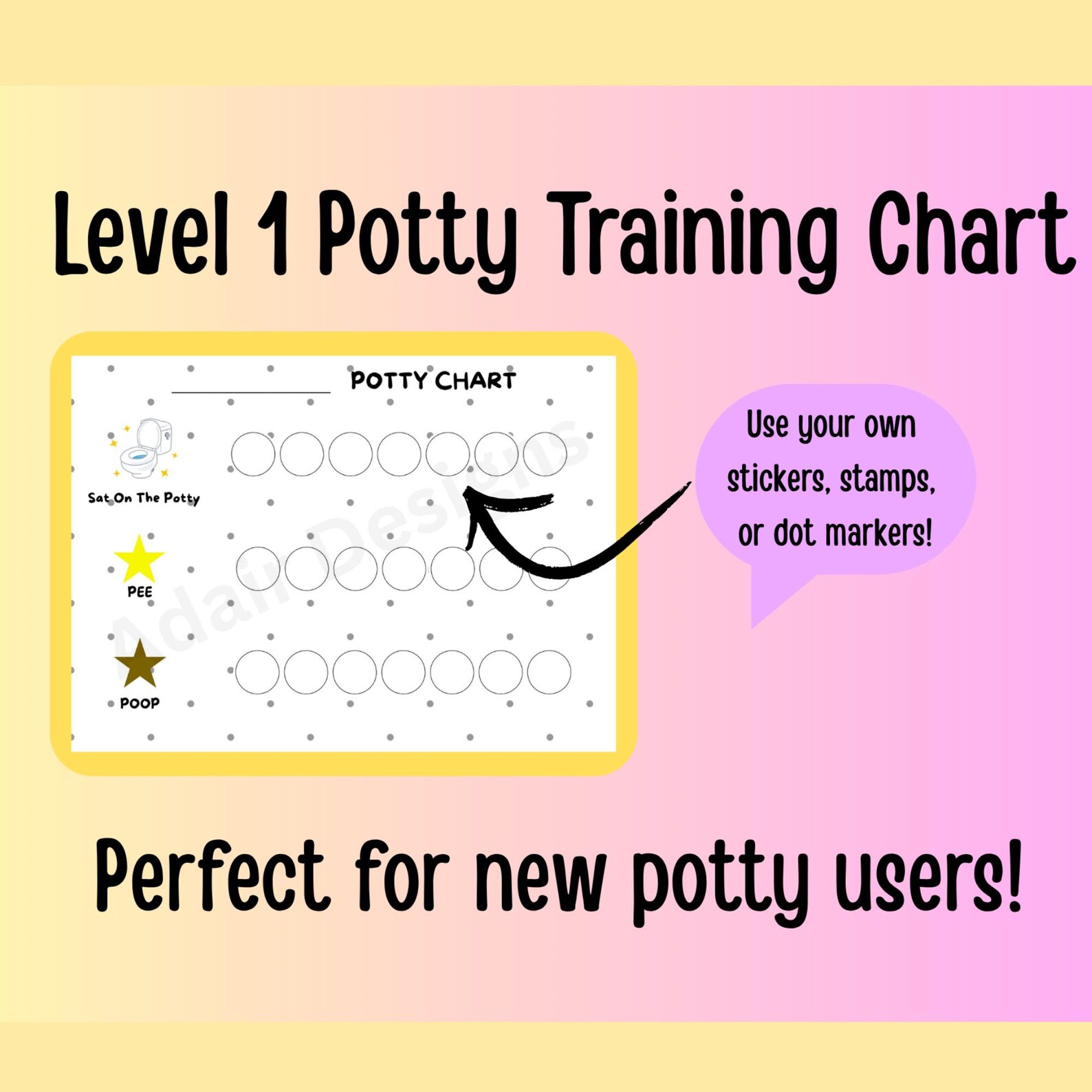 Basic Potty Training Chart for Toddlers - Printable PDF File - Gender ...