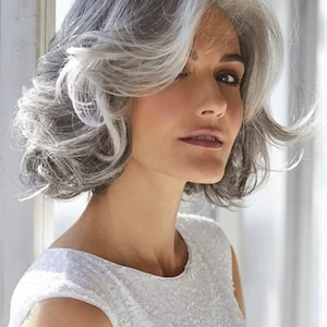Short Grey Curly Wig Synthetic Natural Looking hair Wig