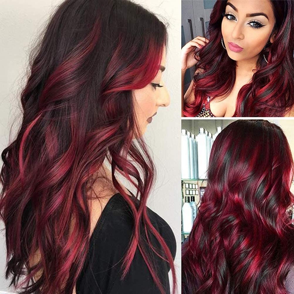 Brown Red Wig for Women Long Wavy Wig With Highlights Layered - Etsy Australia Brown Red Wig for Women Long Wavy Wig With Highlights Layered - Etsy Australia