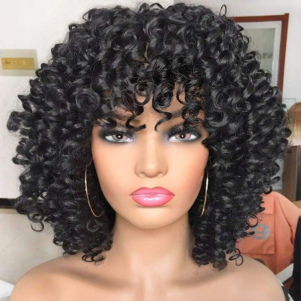 Kinky Curly Wigs for Black Women - Etsy