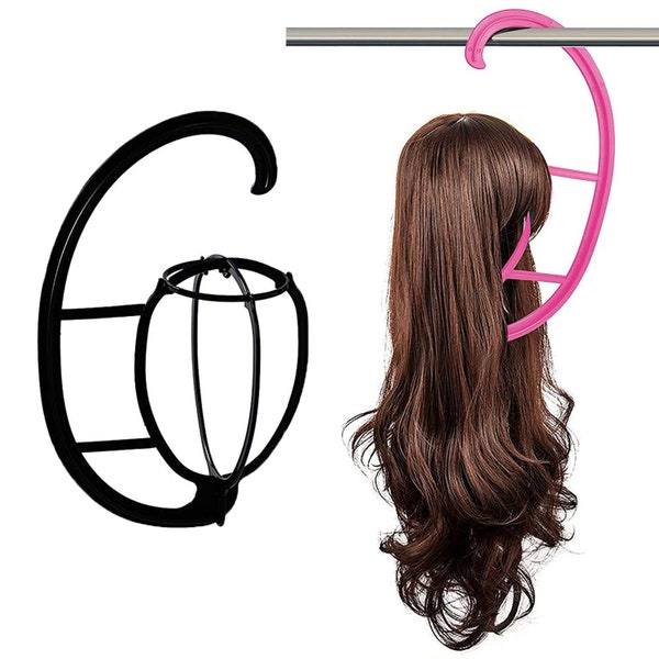 2 Pack Wig Stand Portable Hanging Wig Hanger Folding Wig Holder for All Wigs and Hats