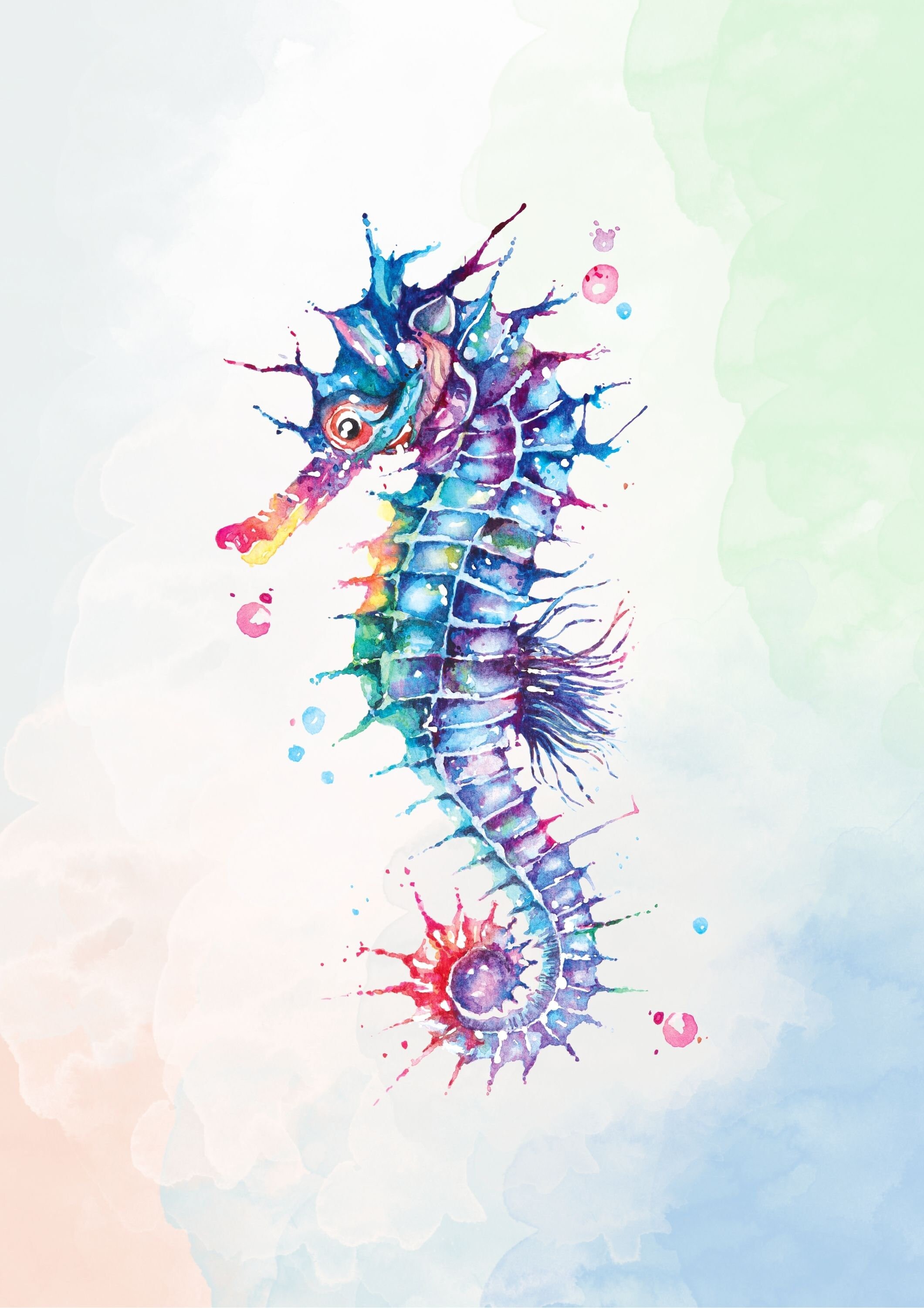 Seahorse Print Seahorse Home Decor Starfish Wall Decor Etsy