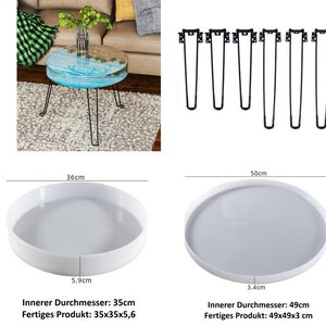 Peut inclure: Un plateau de table rond blanc avec des pieds en métal noir. Le plateau de table a un diamètre de 35 cm et une hauteur de 5,6 cm. Les pieds mesurent 50 cm de long. Le plateau de table est présenté sur un tapis à motifs noirs et blancs.