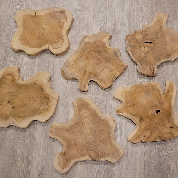 Larger real wood tree disc for your DIY project perfect for side table table decorative plate unique disc teak wood wooden plate 30-34 cm