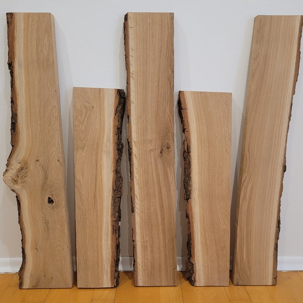 Eiche Echtholz Baumkanten Brett mit Rinde für Dein DIY Projekt Beistelltisch Tisch Wandboard Hocker Uhr Unikat Holz Holzplatte Holzbrett