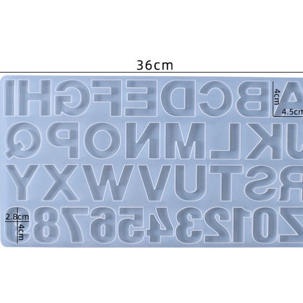 Large silicone mold alphabet letters numbers mirrored backwards perfect for epoxy resin concrete soap and other casting projects