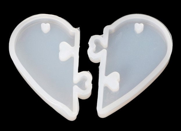 Heart Shaped Pendant Mold-heart Puzzle Resin Mold-couple Heart