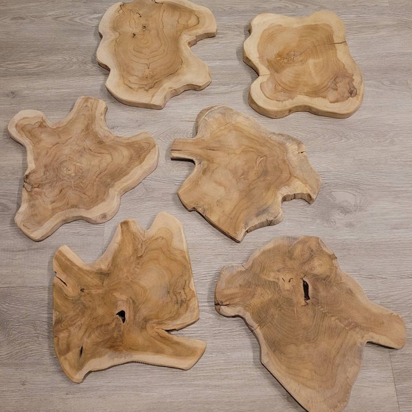 Grotere boomschijf van echt hout voor uw doe-het-zelf-project, perfect voor bijzettafel, decoratieve plaat, unieke schijf, teakhout, houten plaat 30-34 cm