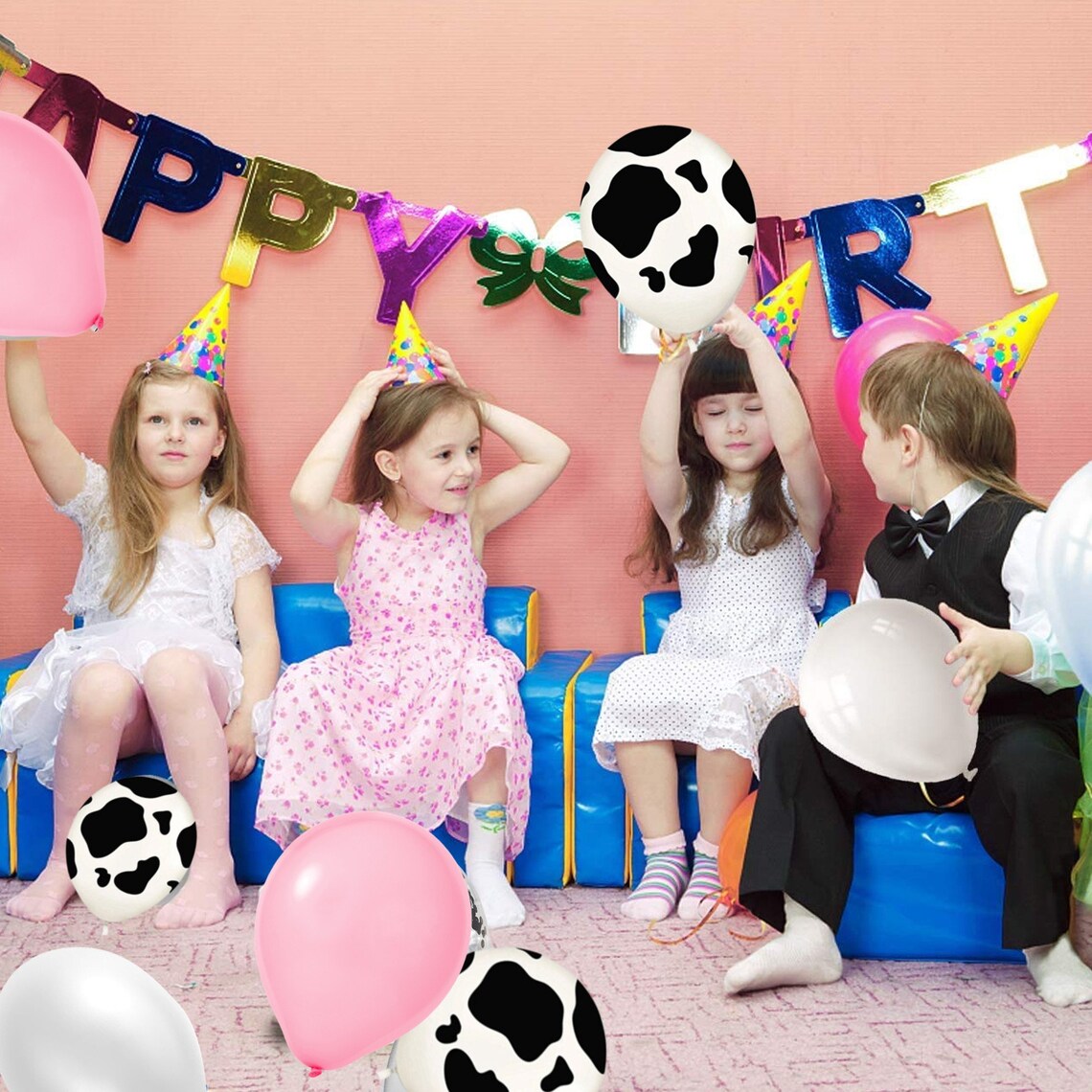 Cow print balloon arch kit pink white cow balloon garland etsy