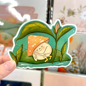 Sleepy Mushroom Vinyl Sticker