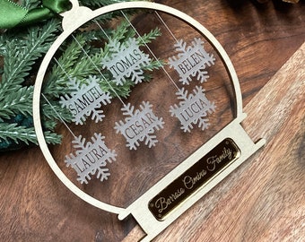 Family Snow globe ornament | Family Christmas Ornament | Personalized Christmas family ornament | snowflake ornament