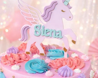 Personalized Unicorn Cake Topper, Acrylic cake topper, Unicorn Birthday Party Decor, Custom Unicorn Cake topper, Girl Birthday Cake Topper