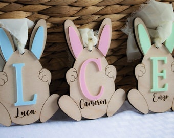 Easter Basket Tags, Easter Name Tags, Bunny Name Tag, Acrylic Easter Tag, Personalized Easter Tag, Wood Easter tag, Personalized Easter tag