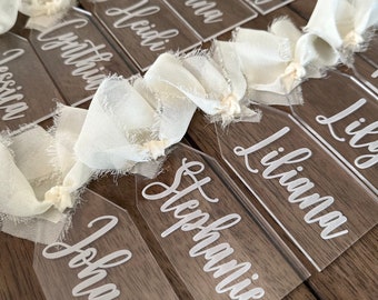 Engraved acrylic tag, Personalized wedding tags, Bridesmaid tags, Gift tags, Custom tags, Wedding placecard, Basket tag, Wedding decor