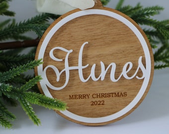 Wood and Acrylic Christmas ornament | Personalized Christmas gift | Custom Christmas ornament| Personalized ornament | engraved ornament
