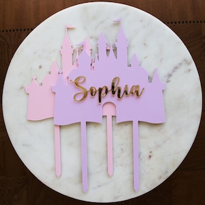 Personalized Princess cake topper | Princess Castle cake topper | Acrylic cake topper | Pastel cake topper | Girl birthday cake topper.