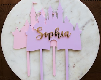 Personalized Princess cake topper | Princess Castle cake topper | Acrylic cake topper | Pastel cake topper | Girl birthday cake topper.
