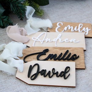 Wooden Name tag, Easter tags, Personalized stocking tags, Stocking tags, Wood and acrylic Tag, Wedding tags, Bridesmaid tags, Name tags.