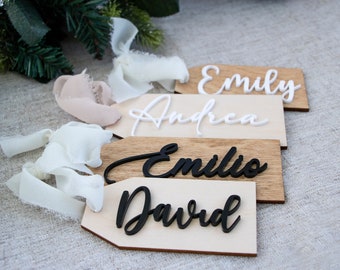 Wooden Name tag, Easter tags, Personalized stocking tags, Stocking tags, Wood and acrylic Tag, Wedding tags, Bridesmaid tags, Name tags.