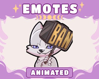 Wolf Twitch Emote | Animated Wolf Emote gif | White Wolf Emotes | Werewolf | Discord Emoji | Funny Streamer Emotes | Ban Hammer Emote