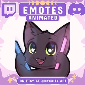 Animated Black Cat Rave Twitch Emote | Funny Black Cat Emote for Streamer Youtube and Discord | Cat Emote perfect for any Stream Community