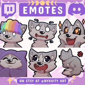 Gray Wolf Twitch and Discord Emotes Set #4 | 6 Cool Emojis for Streamers | Wolf Emotes for your Discord, Youtube and Twitch
