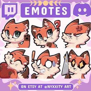 Red Fox Twitch and Discord Emotes | 6 Cool Emojis for Streamers | Cool Fox Emotes for your Discord, Youtube and Twitch