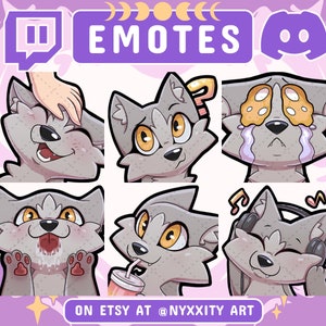Gray Wolf Twitch and Discord Emotes Set #2 | 6 Cool Emojis for Streamers | Wolf Emotes for your Discord, Youtube and Twitch