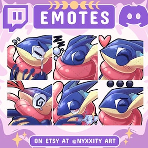 Greninja Twitch Emote Set | 6 Cool Emojis for Streamers | Wolf Emotes for your Discord, TikTok, Youtube and Twitch