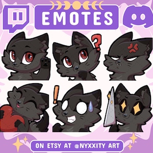 Black Fox Twitch and Discord Emotes | 6 Cool Emojis for Streamers | Cool Fox Emotes for your Discord, Youtube and Twitch