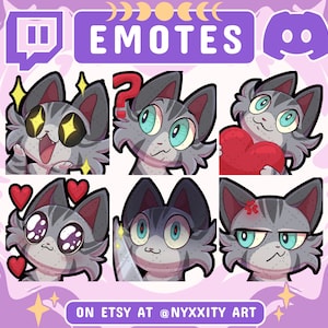 Grey Tabby Cat Twitch Emote Bundle Set #1| Cute Kawaii Twitch Emote for Streamer Youtube Kick an Discord | Cat Emote Pack | Stream Community