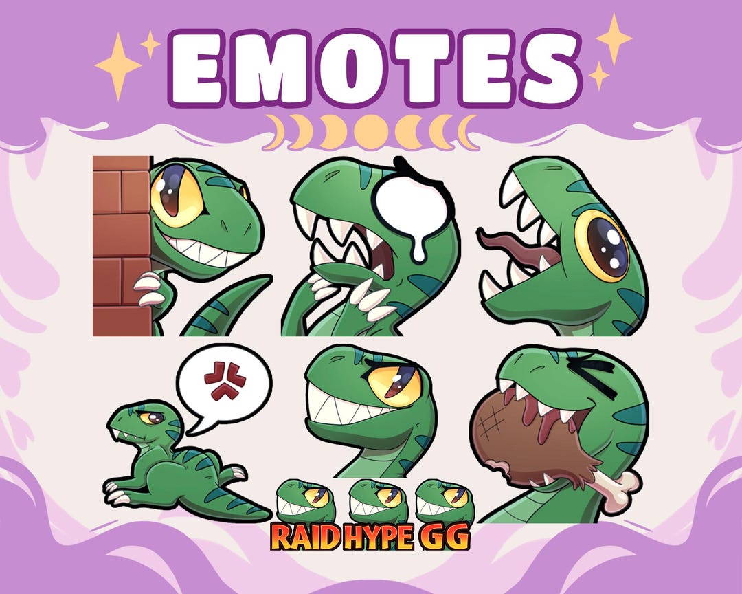 Raptor Twitch Emote Bundle: Dinosaur Streamer Pack (digital Download ...