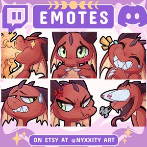 Dragon Twitch and Discord Emotes Set #1 Red | 6 Cool DnD Emojis for Streamers | Dragon Emotes for your Discord, Kick, Youtube and Twitch