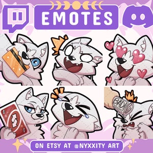 White Wolf Twitch and Discord Emotes Set #3 | 6 Cool Emojis for Streamers | Wolf Emotes for your Discord, Youtube and Twitch