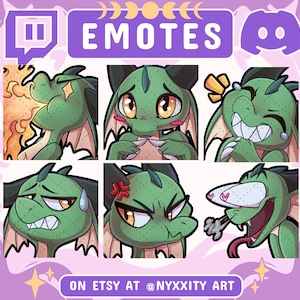 Dragon Twitch and Discord Emotes Set #1 Green | 6 Cool DnD Emojis for Streamers | Dragon Emotes for your Discord, Kick, Youtube and Twitch