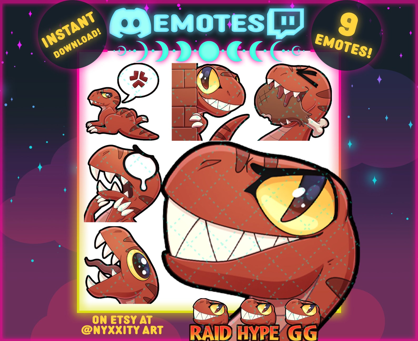 Dinosaur Twitch Emote Bundle Raptor Twitch Emote Set for - Etsy UK