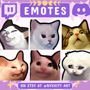 Meme Cats Twitch and Discord Emotes | 6 Cute and Funny Emojis for Streamers | Funny Meme Emotes for your Discord, Youtube and Twitch