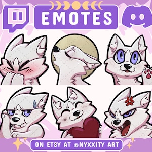 White Wolf Twitch and Discord Emotes Set #1 | 6 Cool Emojis for Streamers | Cool Wolf Emotes for your Discord, Youtube and Twitch