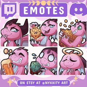 Dragon Twitch en Discord-emotes Set #2 Roze | 6 coole DnD-emoji&#39;s voor streamers | Dragon Emotes voor je Discord, Kick, Youtube en Twitch