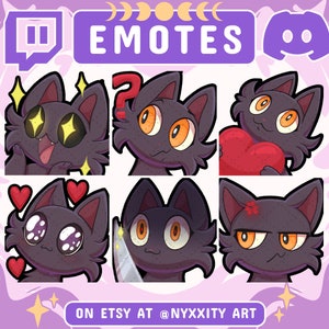 Black Cat Twitch Emote Bundle Set #1| Cute Kawaii Twitch Emotes for Streamer Youtube Kick and Discord | Cat Emote Pack | Stream Community