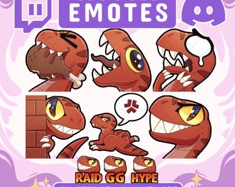 Dinosaur Twitch Emote Bundle, Raptor Twitch Emote Set for Streamer, Dino Emote Pack for Discord,  Raptor Emote Bundle for Stream Community