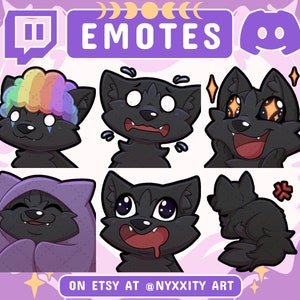 Black Wolf Twitch and Discord Emotes Set #4 | 6 Cool Emojis for Streamers | Wolf Emotes for your Discord, Youtube and Twitch