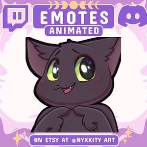 Animated Black Cat Shy Twitch Emote | Cute Black Cat Emote for Streamer Youtube and Discord | Cat Emote perfect for any Stream Community