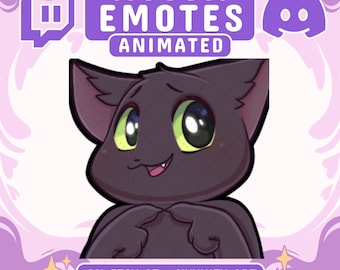 Animated Black Cat Shy Twitch Emote | Cute Black Cat Emote for Streamer Youtube and Discord | Cat Emote perfect for any Stream Community