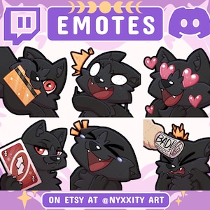 Black Wolf Twitch and Discord Emotes Set #3 | 6 Cool Emojis for Streamers | Wolf Emotes for your Discord, Youtube and Twitch