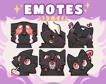 Black Wolf Emotes Set | Twitch, Discord, YouTube (Digital File)
