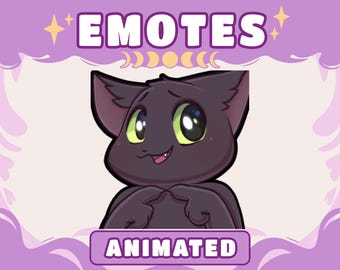 Emotes Twitch Chat noir | Pack d'émoticônes chat animé | Ensemble d'émotes Discord et YouTube Kitty | Emotes pour streamer | Emoji chat | Téléchargement instantané
