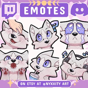 White Wolf Twitch and Discord Emotes Set #2 | 6 Cool Emojis for Streamers | Wolf Emotes for your Discord, Youtube and Twitch